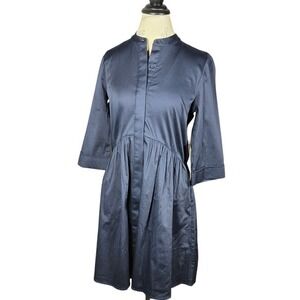 Tuckernuck Royal Shirt Dress XS Navy Blue Cotton Spandex 3/4 Sleeve Mini NWT